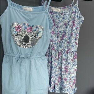 Btween Girls Blue Koala and Floral Romper Set of 2, size 8